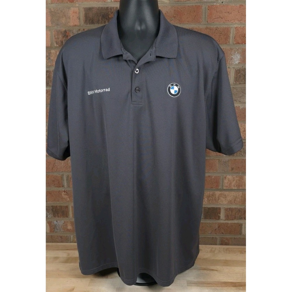 BMW Motorrad Polo Shirt Mens 2XL Gray Embroidered Logo Performance Casual